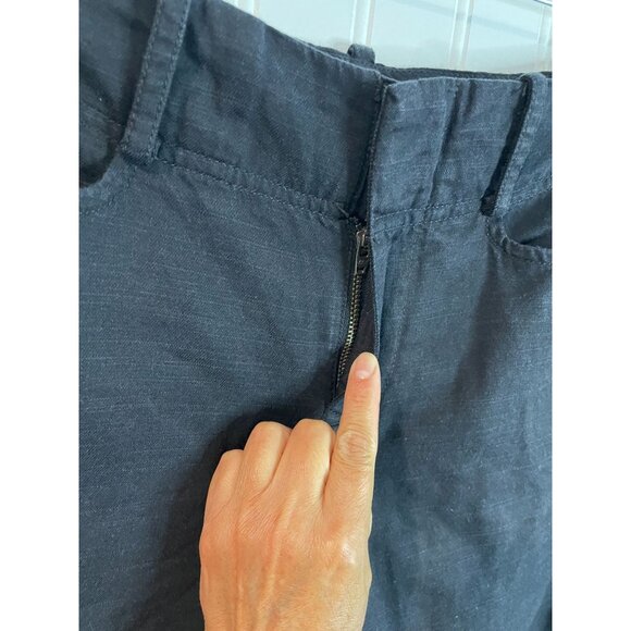 Free People Black Womens Cropped Wide-Leg Linen-Blend Pants Size 4 - Picture 6 of 11